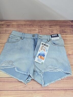 Rewash Light Blue Distressed Denim Shorts for Women